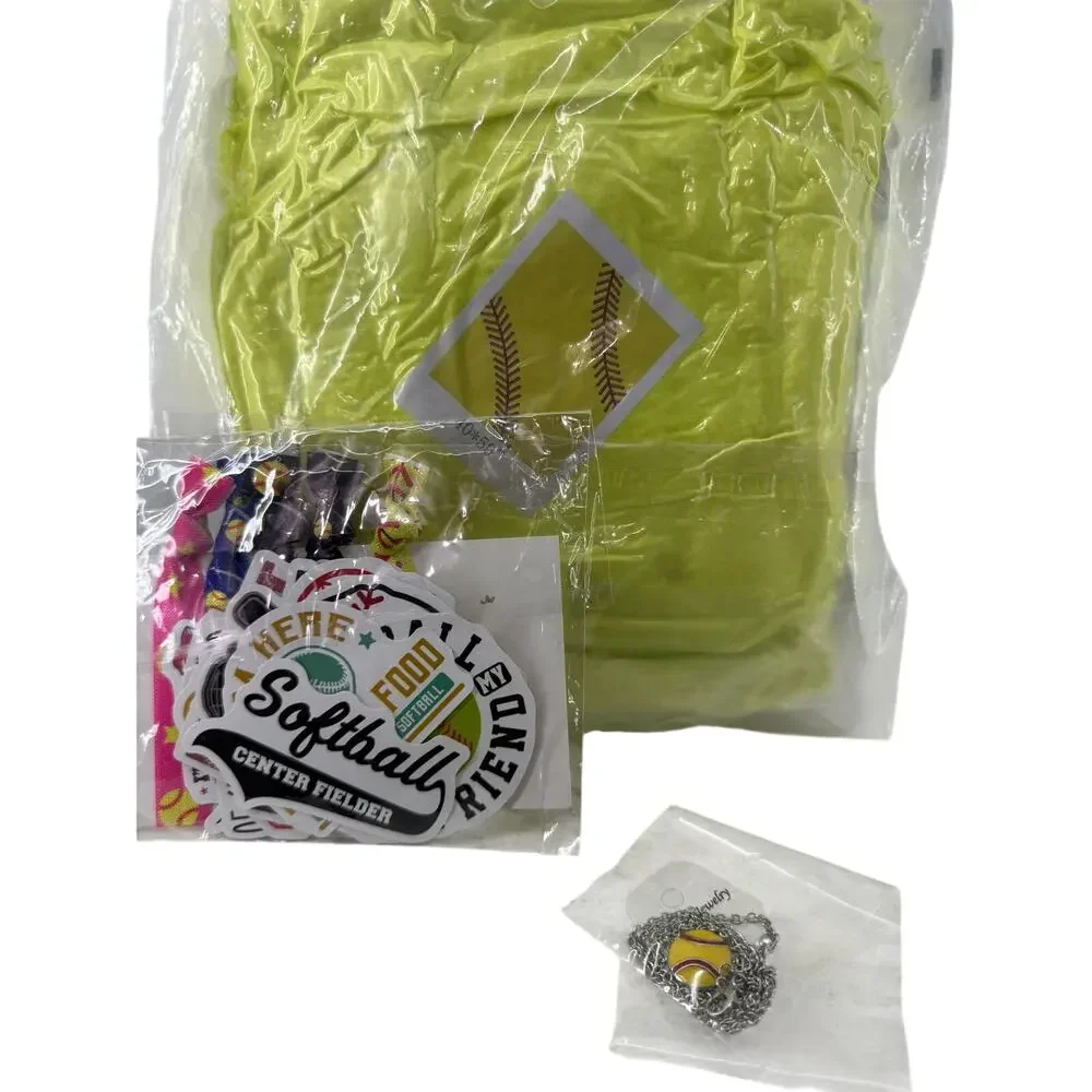 Softball Player Gift Bundle Blanket Necklace Hair Ties Stickers